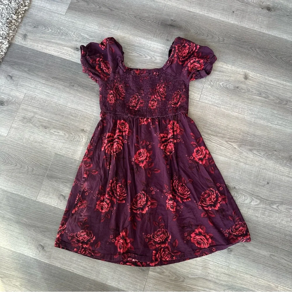 3/27$ Old Navy Kids Burgundy Floral Dress size XL (14-16) - Picture 5 of 5